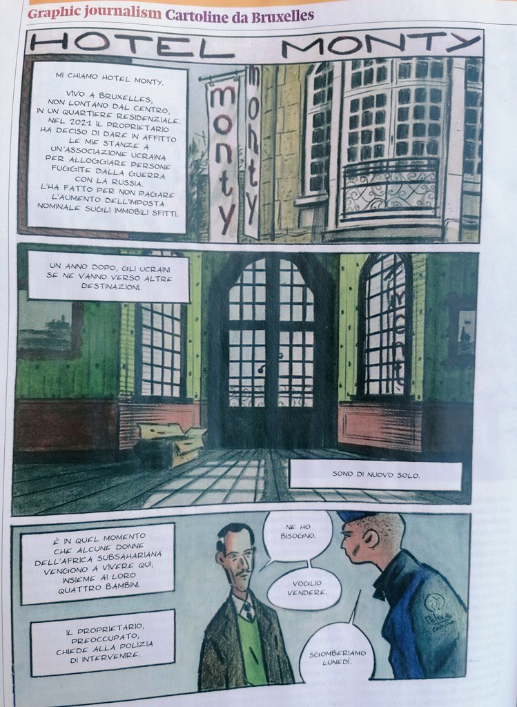 solroutes's tweet photo. Today with @Internazionale #HotelMonty the postcard of Andrea Ferraris inspired by  the research of @IsmailOubad on squatting #solidarity in #bruxelles.   Exploring art-based methods and #graphicsociology https://t.co/ggkFx0Rwsl