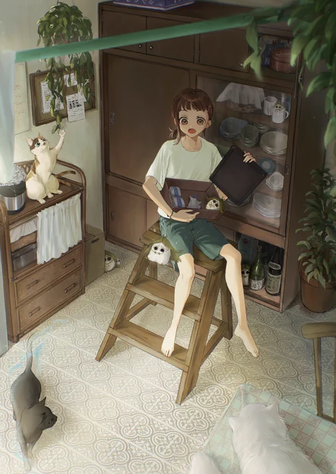 人見知りな同居人  #イラスト 