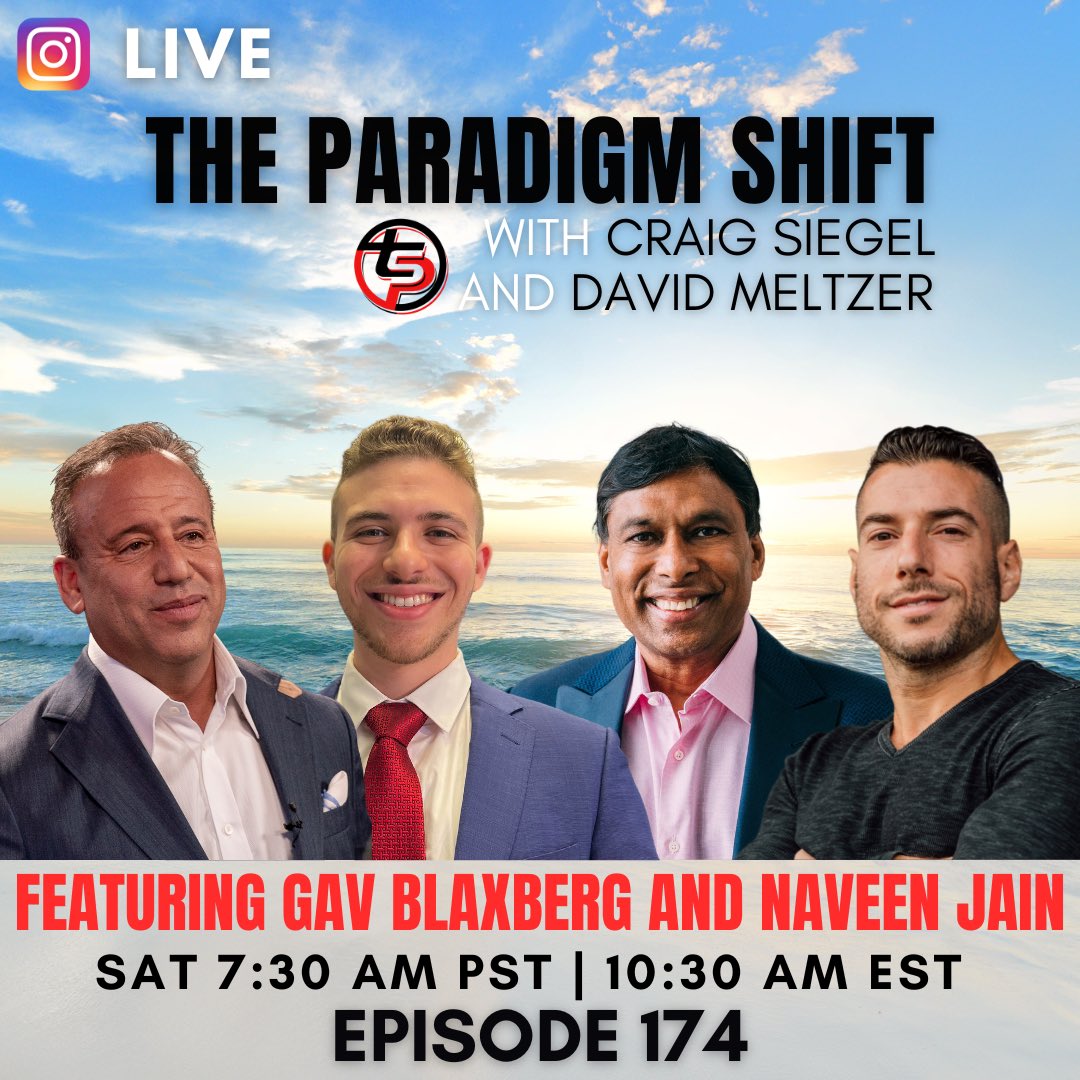 CraigSiegel_CLS's tweet image. 🎉 The 2024 Momentum Continues with Episode 174! Dive into an electrifying conversation with the Handsome @davidmeltzer and the insightful @GavBlaxberg and @Naveen_Jain_CEO . Expect game-changing surprises and profound insights. Time to get buck wild! You don’t want to miss this!…