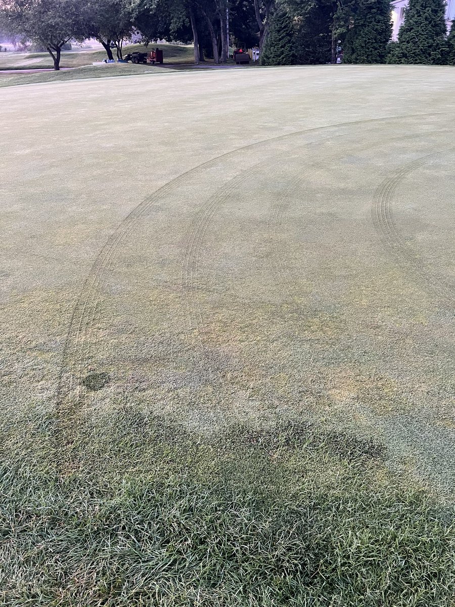 Nothing like a 10 PM call that there’s a high speed police chase happening on your golf course. Incredibly fortunate to only come out with some imprinting on greens and some smaller damaged rough areas though.