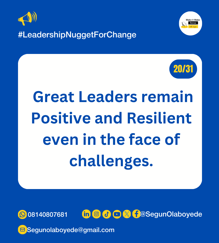 SegunOlaboyede's tweet photo. "True Leaders don't give up easily"
#JulyLeadershipCampaign
#LeadershipNuggetForChange
#AbetterNigeriaIsPossible
#ChangeBeginsWithMe
#MakeItMakeSense
#MakeMakeSenseWithSegun. https://t.co/q17Va0N9Sp