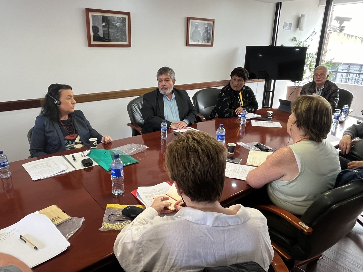 JFColombia's tweet photo. In Bogota, as part of JFC's support for the 2016 peace deal, our delegates met with @comunescol party officials, inc @RodrigoGCOMUNES, @AlbanComunes, Luz Marina Giraldo + @DiegoTovarHenao.

Amid ongoing concerns for peace, international backing for the agreement remains vital. https://t.co/DD0ic2R9Zv