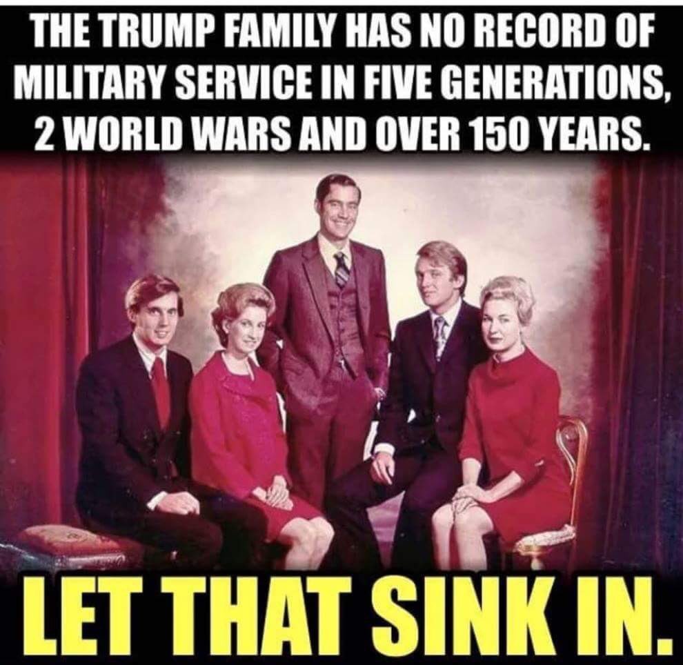 My father served 23 yrs in the Airforce. My husband served 20 yrs in the Army.
For generations the Trumps haven't served a day. Project 2025 plans to cut millions from retirement, Healthcare and disability pay from Veterans like my husband!
#DropOutDon
#StillRidingWithBiden2024