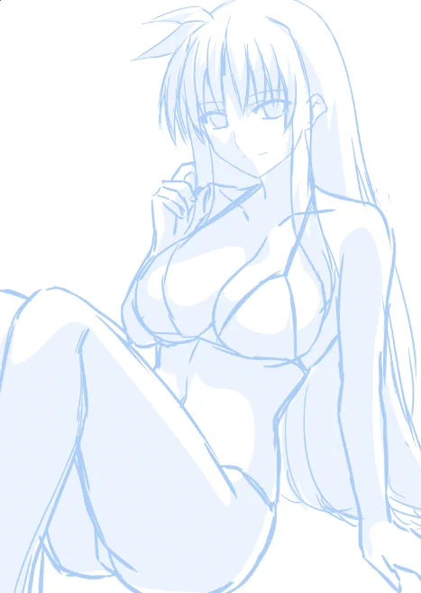 うあばぁあああつい!水着絵描いて精神を落ち着けr…逆に昂るわ…フェイトさんの水着姿は昂るわ… 