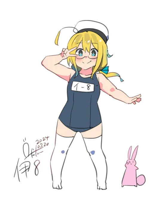 はっちゃん『夏は提督も泳ぎます!?』#艦これ #伊8#艦これ版深夜の真剣お絵描き60分一本勝負#艦これ版真剣お絵描き60分一本勝負_20240720 