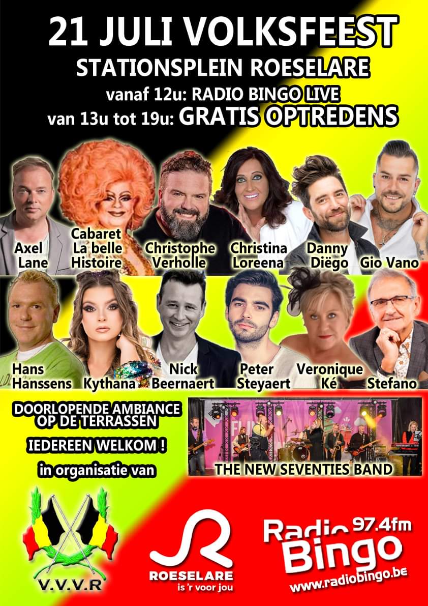 radiobingo's tweet photo. Morgen is het zover! Een namiddag met kinderanimatie en tal van optredens. In organisatie van Stad Roeselare, VVVR en Radio Bingo. https://t.co/Bg8tuGr1rn