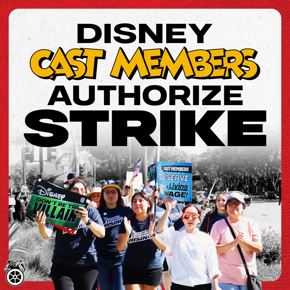 Teamsters at <a href="/Disneyland/">Disneyland Resort</a> have overwhelmingly voted by an overwhelming 99 percent to authorize a strike!

The decisive vote is a direct response to <a href="/Disney/">Disney</a> executives’ refusal to negotiate in good faith and the company’s numerous unfair labor practices.

In California, 6,000 of