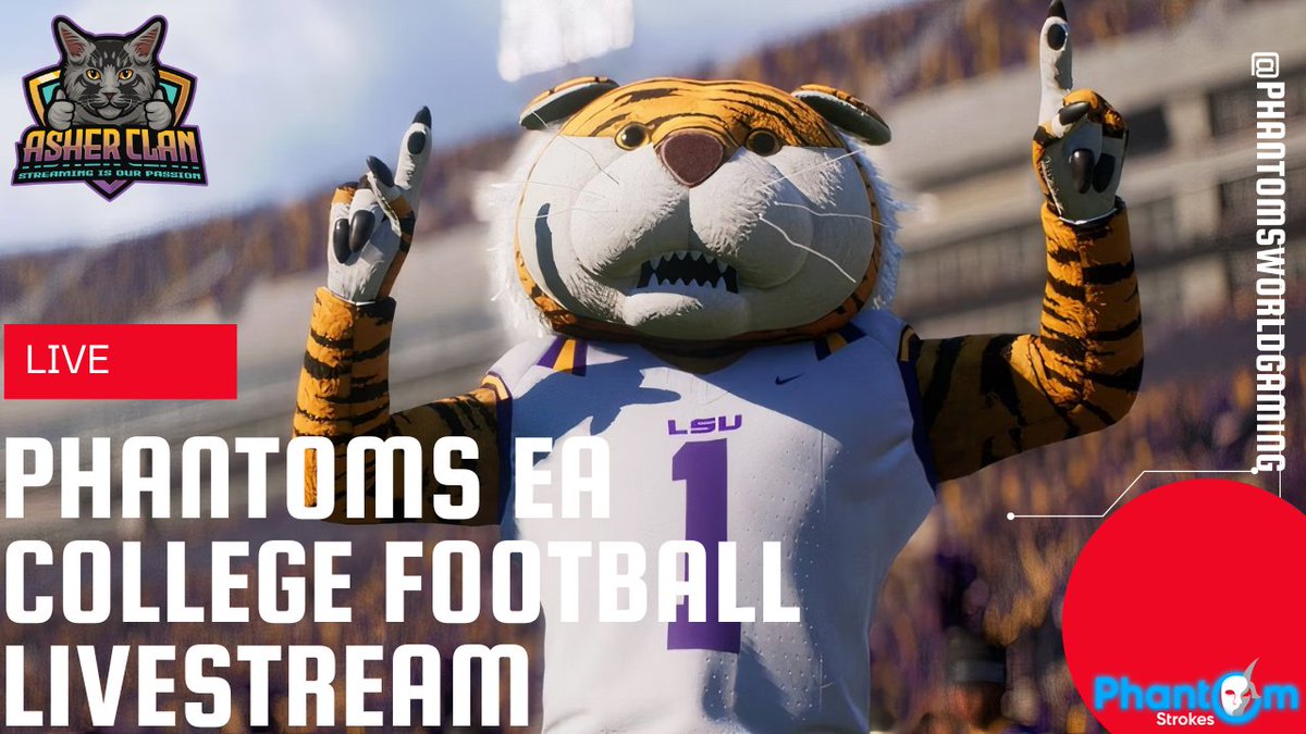 Today Saturday 12 noon EST catch a 2 hour Livestream of EA Sports College Football stream here by player
🎮@phantomstrokes
Live on @asherclan Youtube Channel
📺youtube.com/@asherclantv