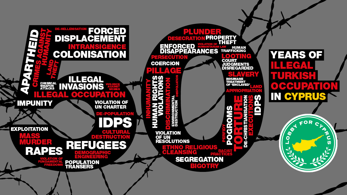 '50 years of illegal Turkish occupation in #Cyprus: half a century of injustice'. The Republic of Cyprus remains the victim of unpunished aggression perpetrated by #Turkey: invasions, ethnic cleansing, colonisation, apartheid… #FreedomForCyprus #Δενξεχνώ
lobbyforcyprus.wordpress.com/2024/07/19/50-…