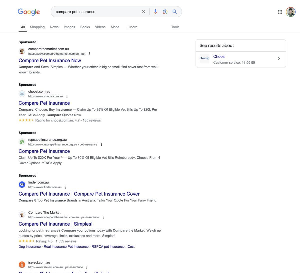 Affiliate commissions are SO high that they running Google Ads to get people to their comparison pages 👀

PS - Searched from Melbourne, Australia