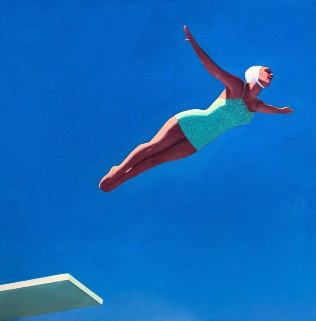 franch_laura's tweet photo. Os invito a un paseo a través de las refrescantes pinturas retro de la estadounidense Tracey Sylvester Harris (Las Vegas, 1966), una visión vintage, elegante y muy californiana del verano y con la audaz luz de Hopper y los deslumbrantes colores de Diebenkorn.

👇🏻Abro hilo. https://t.co/2rcXKa27jZ