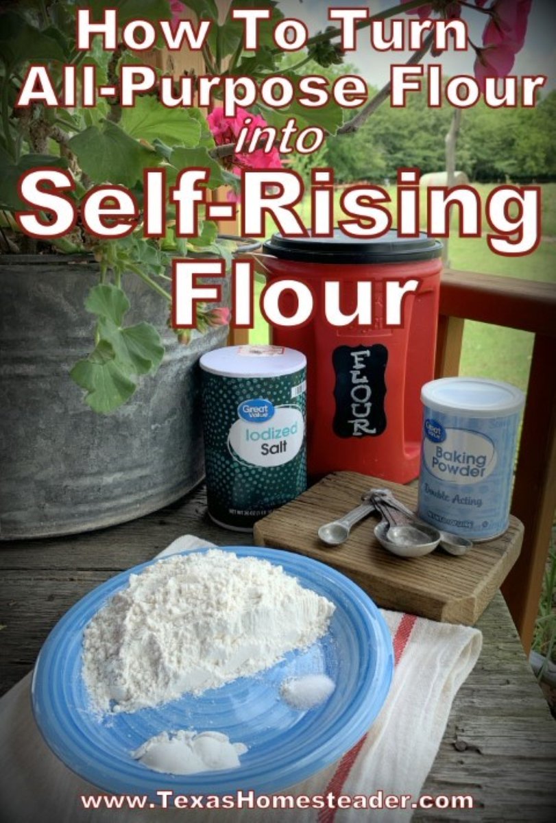 Tx_Homesteader's tweet photo. You can make your own self-rising flour in less than 1 minute by adding only two tiny ingredients to all-purpose flour. https://t.co/21QV6i2vfM 
.
.
#TexasHomesteader #SelfRising #Flour #HomesteadHack #KitchenHack #PantryStaples https://t.co/Gg0oDnQWfL