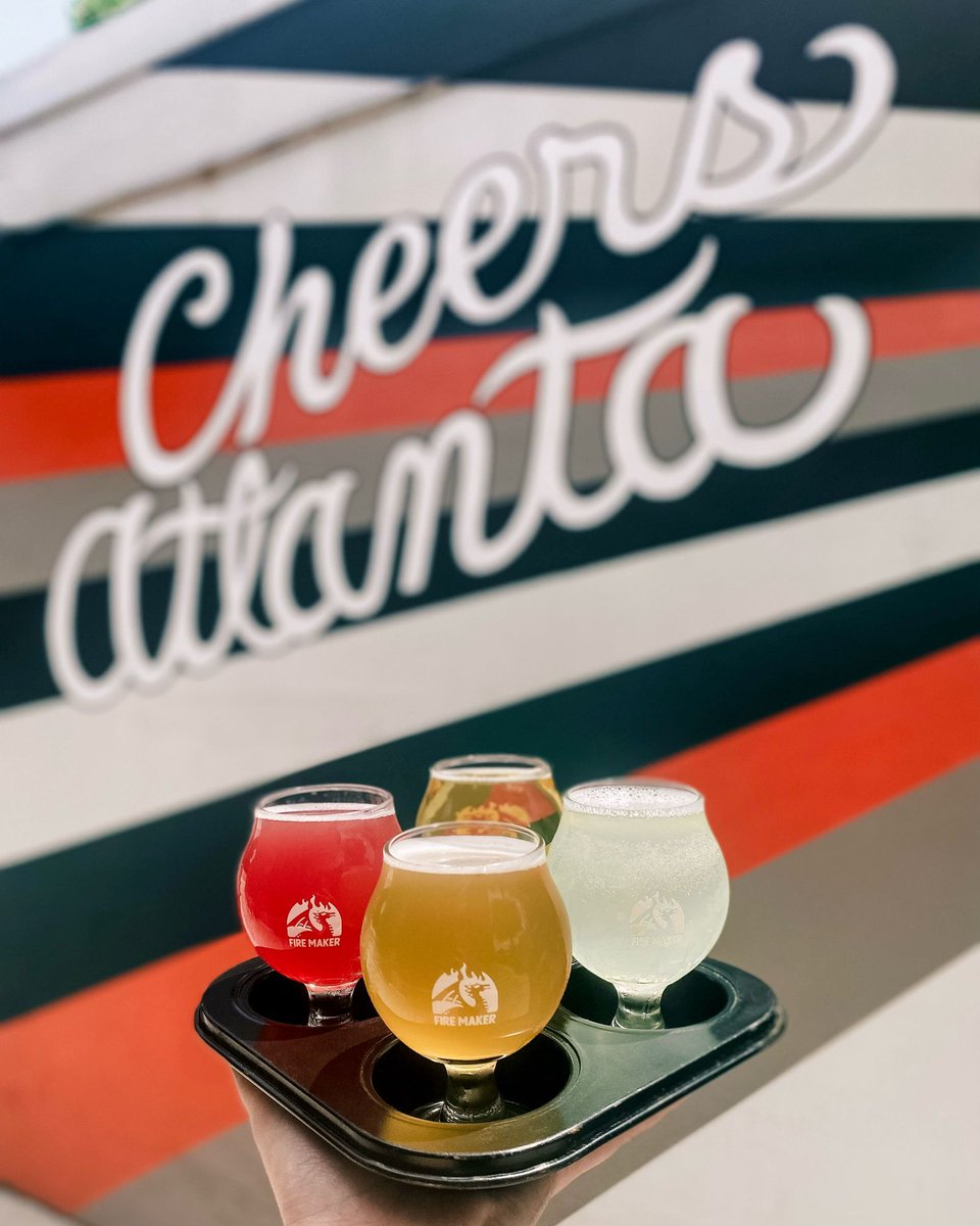 firemakerbeer's tweet photo. Summer flights anyone? 👀🍻☀️
Come try out all our new Summer offerings with a drink flight! Choose between 4 4oz beverages to create your perfect flight 😉
#summerflight #beerflights #summerdrinks #atl https://t.co/vdoQpRkTnz