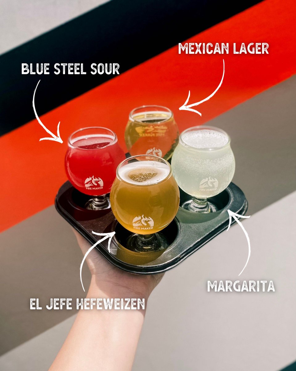 firemakerbeer's tweet photo. Summer flights anyone? 👀🍻☀️
Come try out all our new Summer offerings with a drink flight! Choose between 4 4oz beverages to create your perfect flight 😉
#summerflight #beerflights #summerdrinks #atl https://t.co/vdoQpRkTnz
