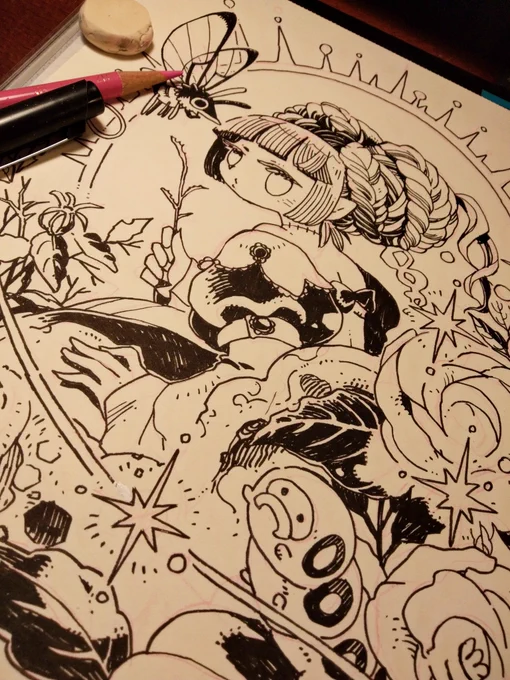 沢山RTありがとごじます!!
アバターモンモンばかりでなくたまにはヒトガタのものも描きます!!!!

紙 ファブリアーノ
ペン 呉竹
下絵 アーテレーズカラー(ピンク) 