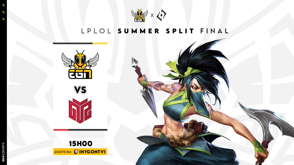 Chegou a hora! 🏆
Chegou a 𝗚𝗥𝗔𝗡𝗗𝗘 𝗙𝗜𝗡𝗔𝗟 Summer Split <a href="/lplol_pt/">LPLOL</a>!⚔️

🕞 | 15H
🗺️ | BO5
🆚 | <a href="/GTZEsports/">GTZ Esports</a>

Vão perder? 👀 

Apareçam, em ⤵️
📺 | twitch.tv/inygontv1
📍 | São Mamede, Guimarães

 #BeEGN ⚡️ #BeTheHive #LPLOL