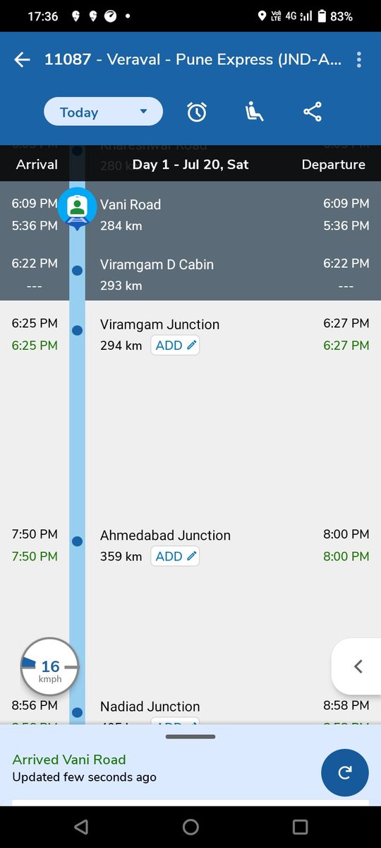 etdsit's tweet photo. @RailwaySeva When the train reaches Viramgam Gujrat (Veraval Pune exp 11087) why stay at Viramgam for more than 40 min. Each station train stop 20 to 30 minutes https://t.co/Ham6XCiMhm