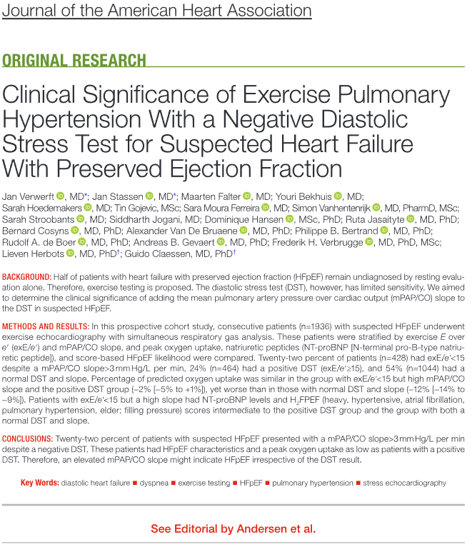 Check out👀our latest analysis in <a href="/JAHA_AHA/">JAHA</a> 

Clinical Significance of Exercise Pulmonary Hypertension With a Negative Diastolic Stress Test for Suspected Heart Failure With Preserved Ejection Fraction | Journal of the American Heart Association (ahajournals.org)

1/🧵