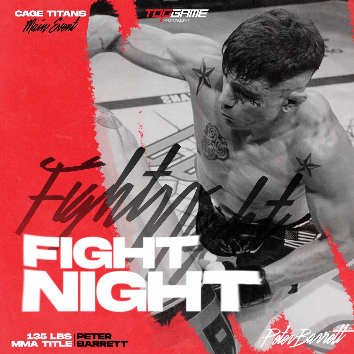 TopGameMGMT's tweet photo. 🚨 FIGHT DAY 🚨
Catch Peter Barrett in the Cage Titans 66 MAIN EVENT!
See it live in Plymouth or on the Cage Titans website! Event starts at 7 PM ET.
Let’s go Slippery Pete! 🔥
#NewEnglandMMA #TeamTopGame #CT66
Art by TJ Carvalho 🎨 https://t.co/vrDw3hPh1Y