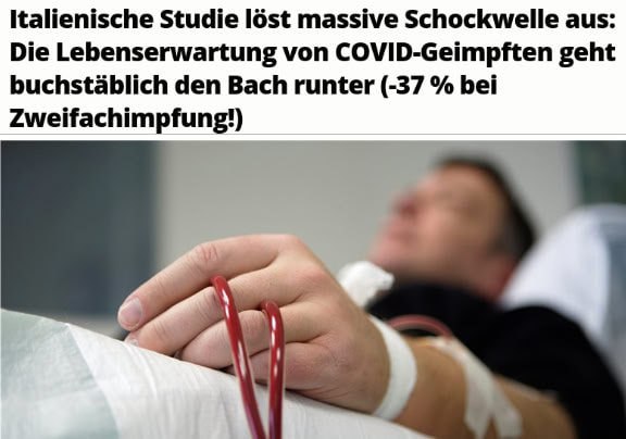 dockyyyyyyyyy's tweet photo. SCHOCKIERENDE STUDIE ÜBER DIE FOLGEN DER C-IMPFUNG

Die Warnungen führender Experten vor den langfristigen Auswirkungen der Covid-mRNA-Spritzen wurde mit dieser Studie bestätigt. Nach zwei Impfdosen gehen 37% der Lebenserwartung verloren.
Außerdem seien die so genannten Auffrischungsimpfungen völlig „unwirksam“.

Die gesundheitlichen Schäden, die durch jede Impfdosis verursacht werden, nehmen im Laufe der Zeit nicht ab, sondern scheinen unbegrenzt anzuhalten. Damit sinkt das Durchschnittsalter von 80 auf 55 Jahre.

Das Einzige, was mir hier noch Gutes dazu einfällt ist, dass unterschiedliche Impfstoffe, darunter auch Placebos, verabreicht wurden.  Wir müssen die Politiker zur Verantwortung ziehen. 

https://t.co/sqQM0B4av5