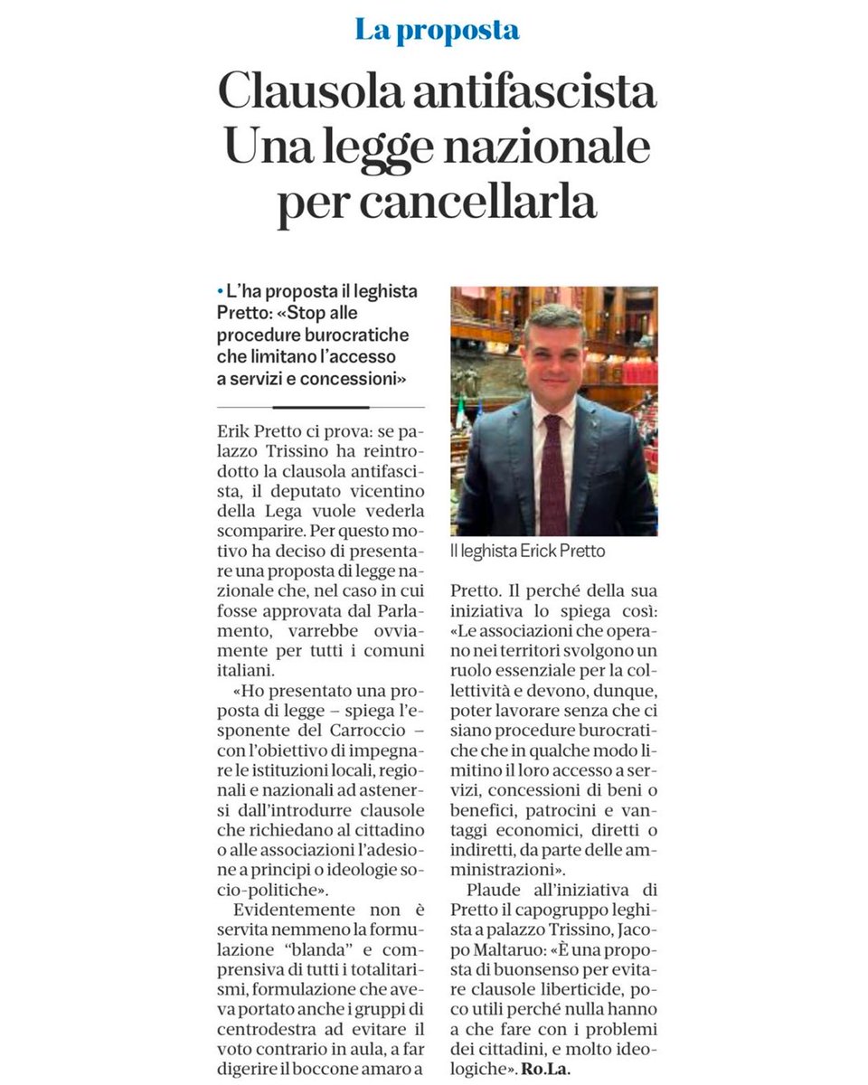 ErikPretto's tweet image. 📝 Non è pensabile che gli Enti pubblici appesantiscano inutilmente le già complesse #procedure amministrative, introducendo #clausole ideologiche di evidente natura politica, limitando in questo modo le #libertà costituzionalmente garantite. (1/2)