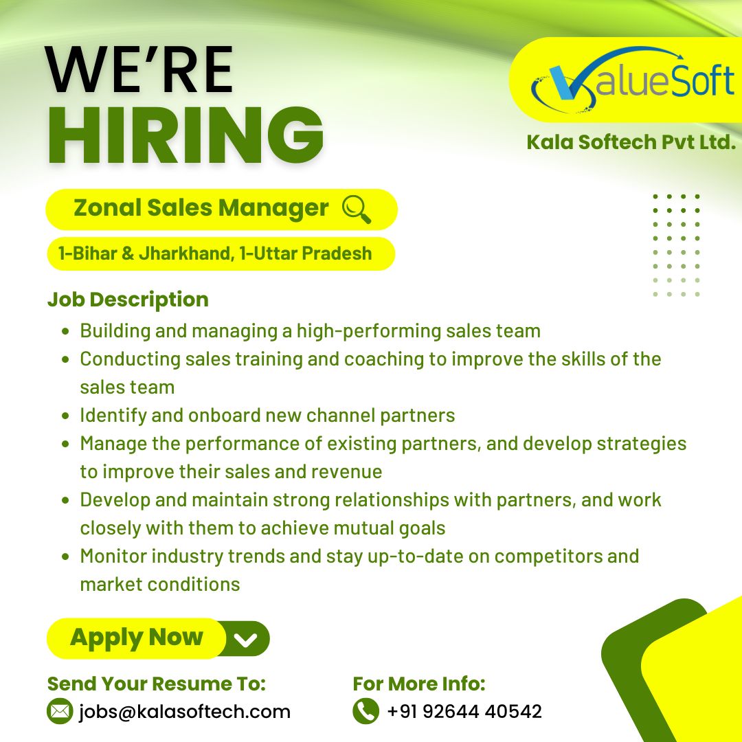 KALASOFTECH1's tweet photo. The Channel Partner Manager is responsible for developing and managing relationships with channel partners to drive sales and revenue.
They identify and onboard new partners, provide support and training, and manage the performance of existing partners. #jobs #salesmanager https://t.co/BF6DvpzCna