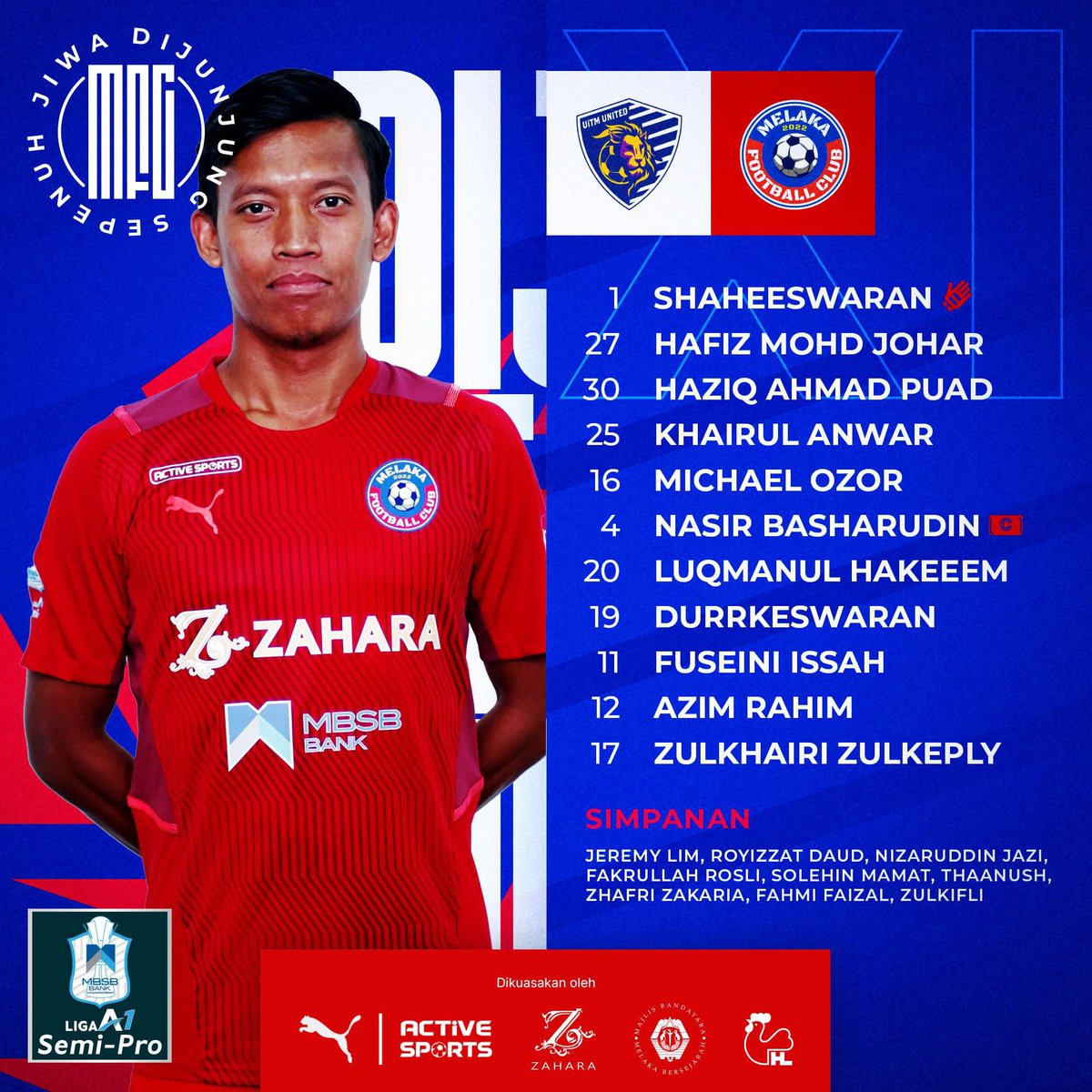 FlashSukan's tweet image. Kesebelasan utama pasukan UiTM United dan Melaka FC bagi saingan Liga A1 Semi-Pro MBSB Bank Championship 2024-25 di Stadium UiTM, Shah Alam

@MY_AFL 

#ligaa1semipro
#uitmunited
#melakafc