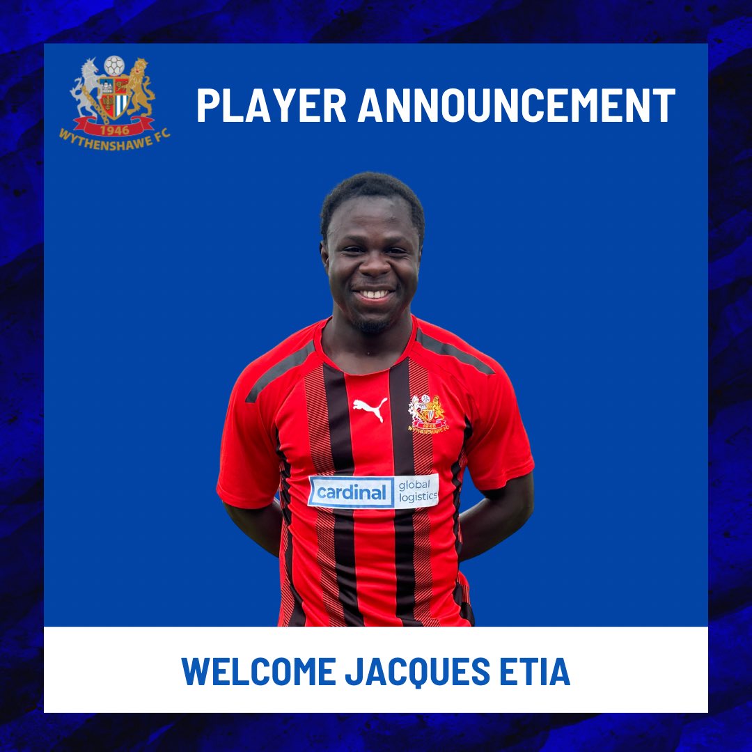 WythenshaweFC's tweet photo. DOUBLE SIGNING!

We delighted to welcome Jacques Etia and Abiola Obaseto to the club ahead of this afternoon’s game ✍️ 

Welcome to the Ammies, lads ⚽️

#UpTheAmmies 🔴⚫️ https://t.co/FlS4ohvJpG