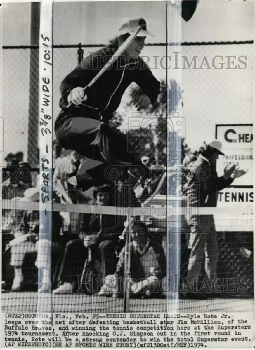 Kyle Rote Jr winning the tennis tournament in the 1974 Superstars competition