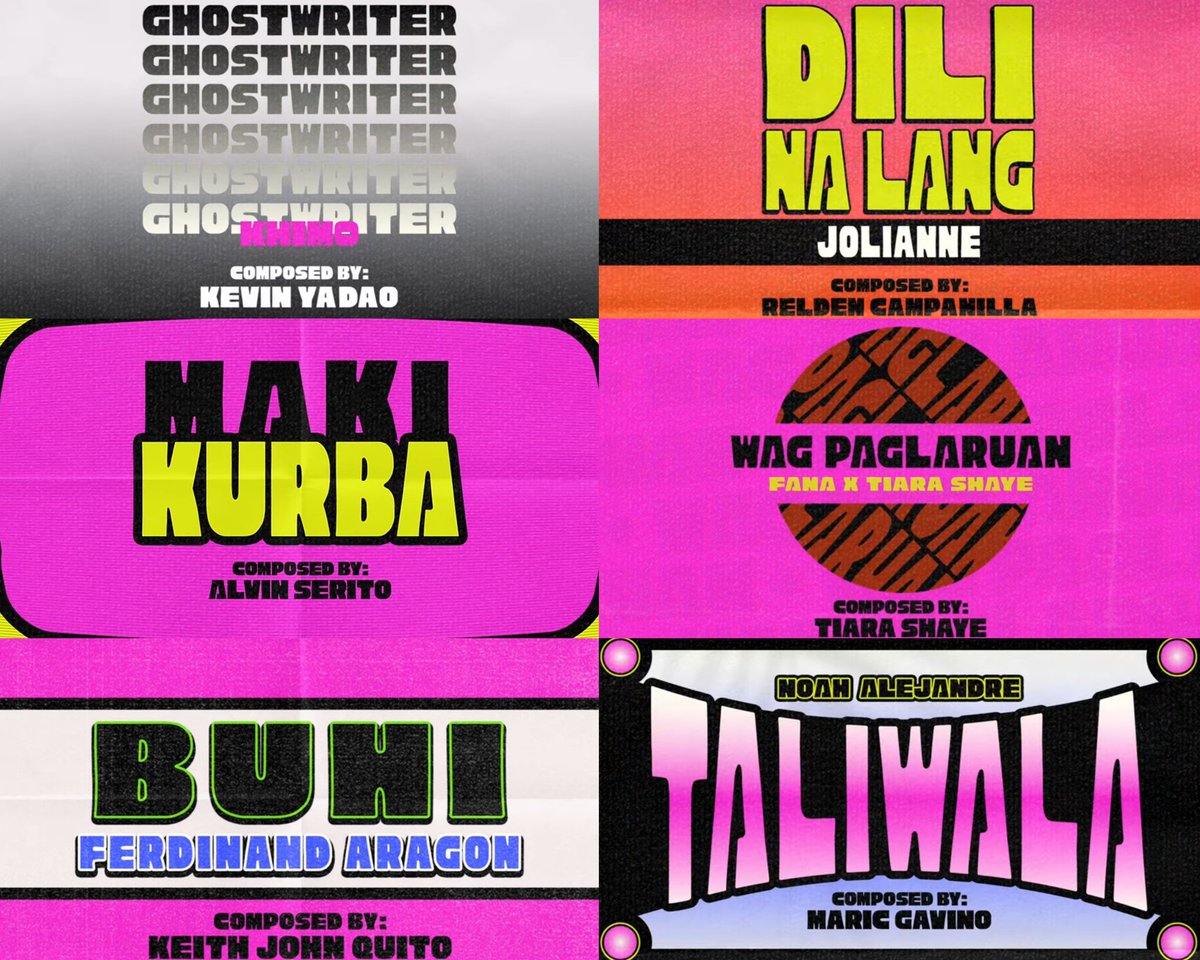 GOTFRI15's tweet photo. Eto ang Top 6 Fave songs ko sa #PhilpopHimigHandog. 😊😊😊
1. Ghostwriter by #Khimo
2. Dili na lang by #Jolianne
3. Kurba by #Maki
4. Wag Paglaruan by #Fana ft #TiaraShaye
5. Buhi by #FerdinandAragon
6. Taliwala by #NoahAlejandre
@StarMusicPH #PxHTop12 #ABSCBNMusic https://t.co/5Fu0cFcDgF