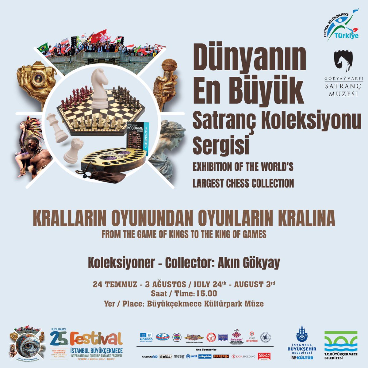 KRALLARIN OYUNUNDAN OYUNLARIN KRALINA; DÜNYA SATRANÇ GÜNÜ KUTLU OLSUN! 🌍♟️

Aklın ve stratejinin bu eşsiz yolculuğunda, zekanın gücüyle aydınlanan yarınlara 20 Temmuz #DünyaSatrançGünü kutlu olsun.

Akın Gökyay’ın yıllar süren emeği ve tutkusuyla oluşturduğu Dünyanın En Büyük
