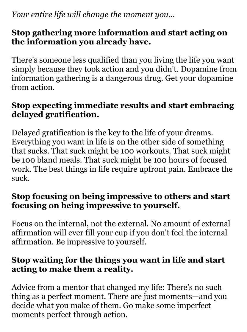 Things you can do to change your life: