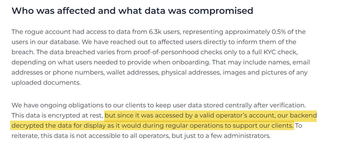 pcaversaccio's tweet photo. You fuckers had one fucking job and completely failed. KYC is a fucking scam putting people unnecessarily at risk. To be clear, they accessed fully decrypted KYC data from 6.3k user. I hope you fucktards get sued and must shut down the company. Oh boy, am so pissed. https://t.co/n7aX2r3dsP