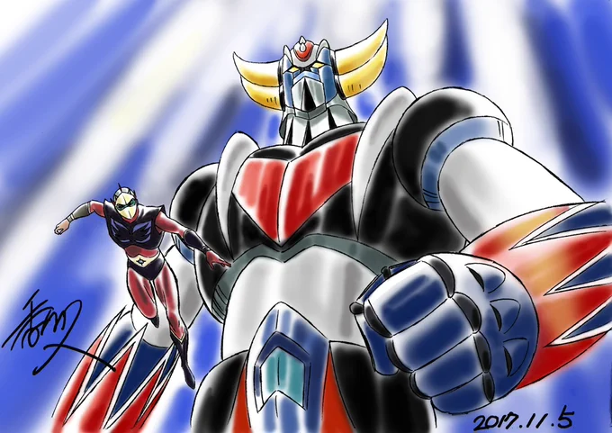 7年前にらくがきしてたグレンダイザーとマジンガーZこの頃はグレンダイザーUという作品に自分が参加するとは思ってもなかったな〜〜(グレンダイザーは描いてないけどマジンガーはCG用のラフ原だけ描いたよ)これは8年前に描いたガ・キーンもリメイク来たりする事もあるのか…いや無いか〜〜 