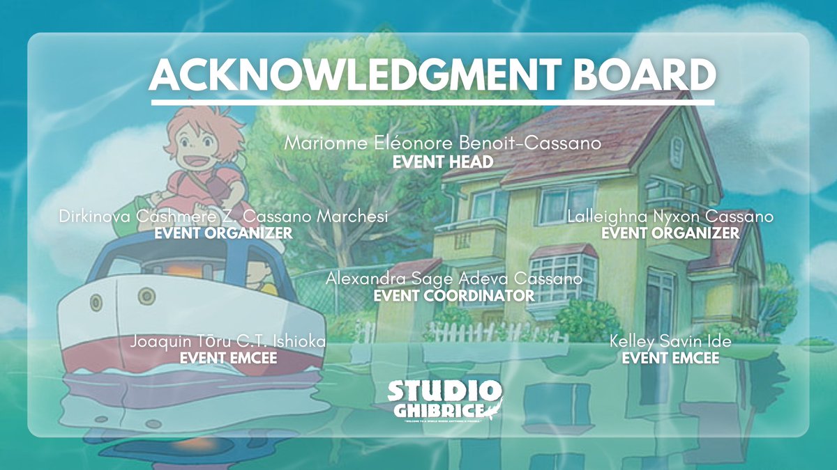 ㅤ

           𓏲 ๋࣭ ࣪ ˖🎐 𝐒tudio 𝐆hibrice 🎐𓏲 ๋࣭ ࣪ ˖
         「 ᴡᴇʟᴄᴏᴍᴇ ᴛᴏ ᴀ ᴡᴏʀʟᴅ ᴡʜᴇʀᴇ 
                   ᴀɴʏᴛʜɪɴɢ ɪꜱ ᴘᴏꜱꜱɪʙʟᴇ 」

                   𝓐CKNOWLEDGEMENT

           #StudioGhibrice 
           #MauriceFirstAdventure

ㅤ