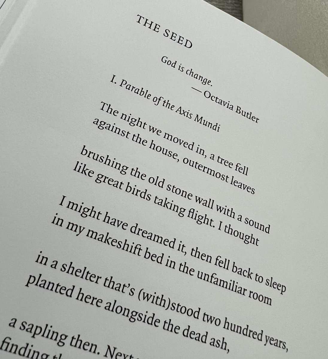 sashastiles's tweet image. Happy #OctaviaButlerDay. Highly recommend reading Parable of the Sower if you haven't yet....

From left to right: 
Cursive Binary: The only lasting truth is change.
Analog Binary Code: Earthseed
The Seed, from #Technelegy
The first page of Parable of the Sower...