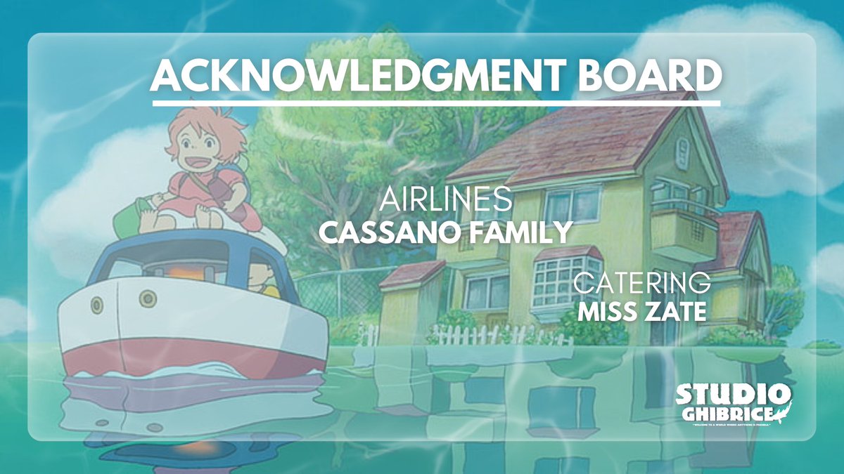 ㅤ

           𓏲 ๋࣭ ࣪ ˖🎐 𝐒tudio 𝐆hibrice 🎐𓏲 ๋࣭ ࣪ ˖
         「 ᴡᴇʟᴄᴏᴍᴇ ᴛᴏ ᴀ ᴡᴏʀʟᴅ ᴡʜᴇʀᴇ 
                   ᴀɴʏᴛʜɪɴɢ ɪꜱ ᴘᴏꜱꜱɪʙʟᴇ 」

                   𝓐CKNOWLEDGEMENT

           #StudioGhibrice 
           #MauriceFirstAdventure

ㅤ