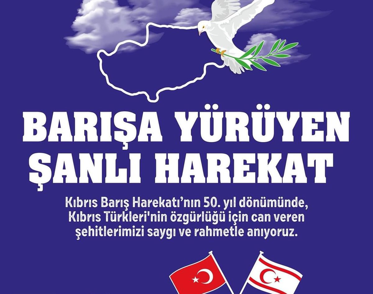 Kıbrıs Barış Harekâtı’nın 50. yıldönümünde Kuzey Kıbrıs Türk Cumhuriyeti’nin kuruluşunda şehit olan kahramanlarımızı ve KKTC Kurucu Cumhurbaşkanı Rauf Denktaş’ı Rahmetle anıyor, gazilerimize şükranlarımı sunuyorum.
#RaufDenktaş #KKTC