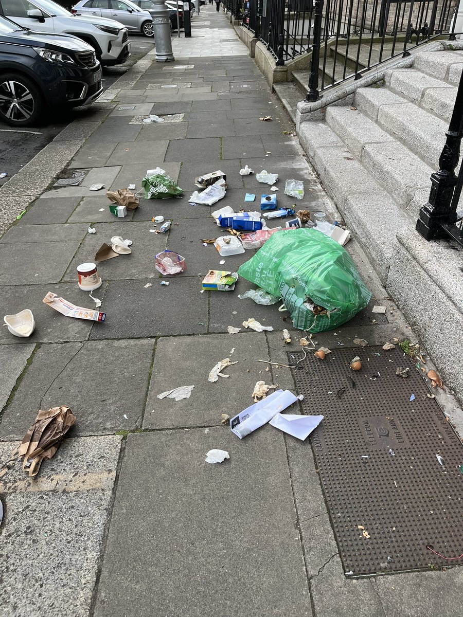 NationalSpringC's tweet photo. Take a look at this litter that was left out in the city centre captured by @DaveyDonn! Please be sure to pick up after yourselves and do a #2MinuteStreetClean when you can 💚

#SDGsIrl #SpringClean24 #NationalSpringClean #Dublin https://t.co/1eTw19sB2f