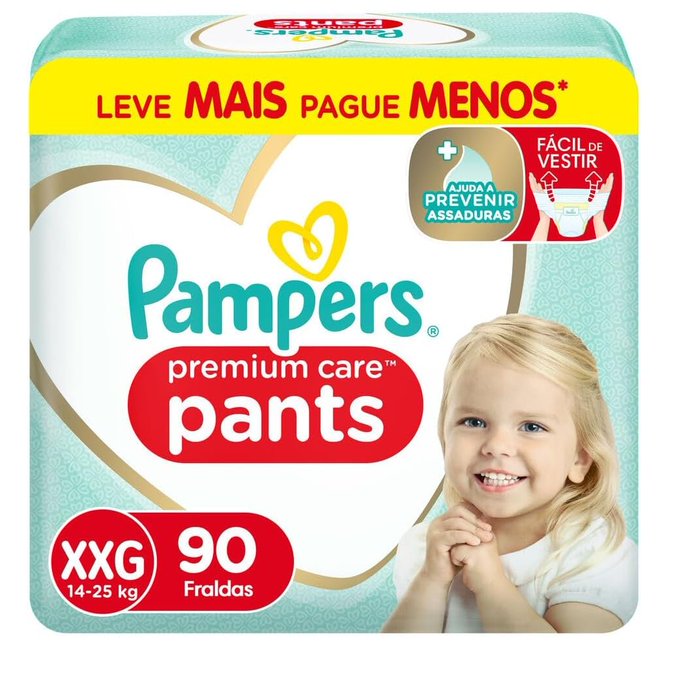 Pampers Pants Premium Care Fralda Fácil de Vestir XXG 90 Unidades