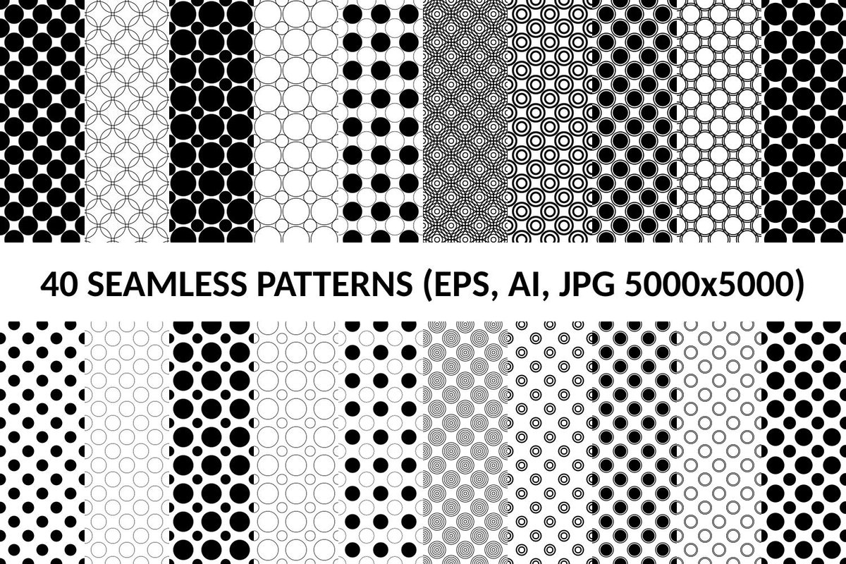 DavidZydd's tweet photo. 40 Seamless Circle Patterns AI  EPS  JPG 5000x5000 https://t.co/NtR5x484qZ  #BackgroundBundle #BackgroundBundles #GeometricalPatterns #GeometricPattern #repeating #PatternSets #monochromepatterns #PremiumVectorGraphics #BackgroundSet #PremiumVectorPattern https://t.co/ju30lj7GHN