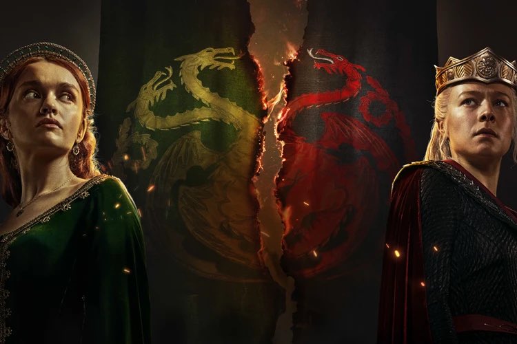 duggo03's tweet photo. Is it just me or does House of the Dragon have a real Slytherin v Gryffindor feel with the Greens v the Blacks?   
#HouseoftheDragon https://t.co/7F36yMhDkc