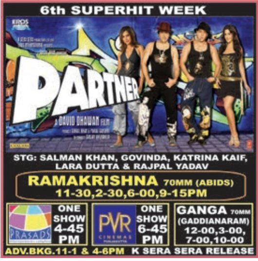 MoviesUpdatez's tweet photo. #17YearsOfPartner
Hyderabad, Ramakrishna70 42 Days Run.
Replaced with #Aag
#Govinda
@BeingSalmanKhan @LaraDutta #KatrinaKaif @aartichabria @Deepshikha_N
A Film by DavidDhawan #Partner https://t.co/i3I0no0zMJ
