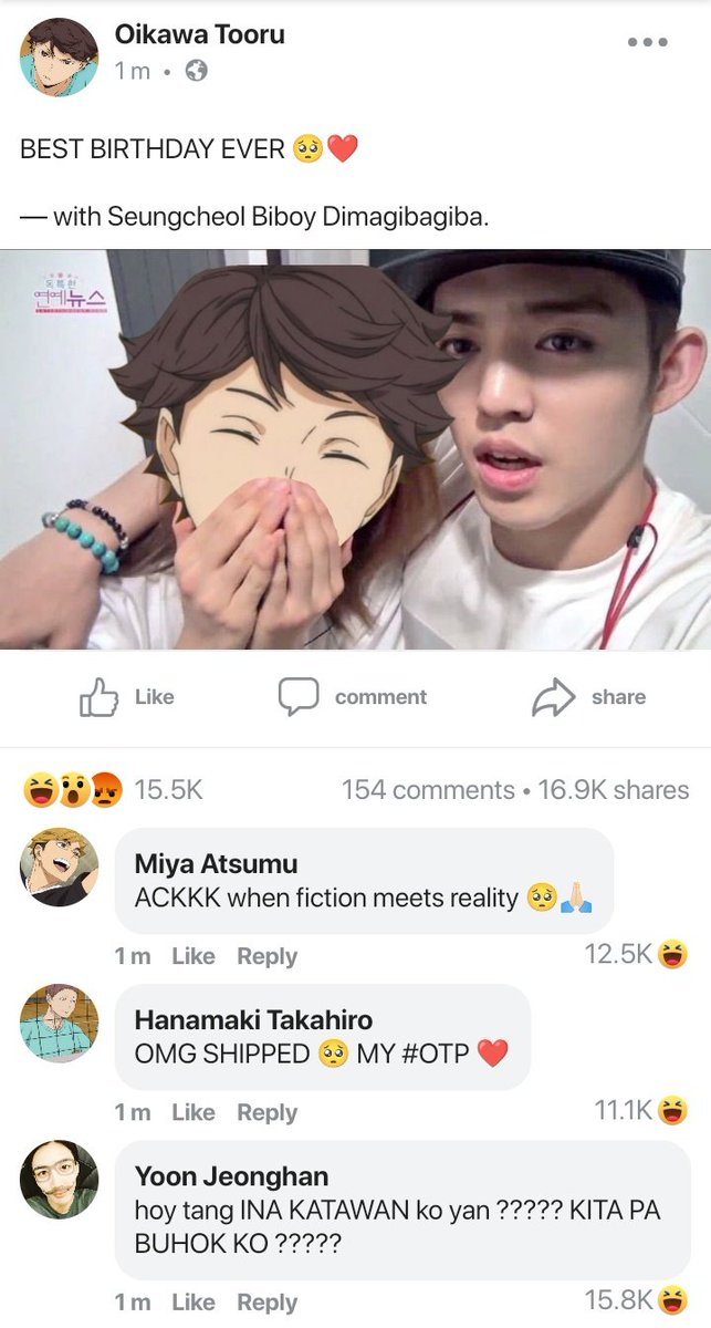 ilawrizaki's tweet photo. ✧ #haikyuu filo crack au — oikawa day special 💝

(1/10) https://t.co/fdY6gpVuO4