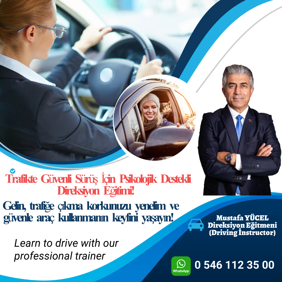 Trafikte Güvenli Sürüş İçin Psikolojik Destekli Direksiyon Eğitimi!
Ehliyetiniz var ama trafiğe çıkmaktan korkuyor musunuz? Kendinizi güvende hissetmiyor musunuz? Bu endişeleri birlikte aşabiliriz!

#DireksiyonEğitimi #TrafikKorkusu #PsikolojikDestek #GüvenliSürüş #SürüşKeyfi