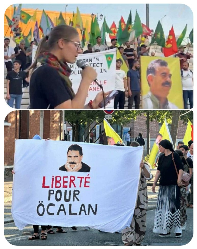 Recent demonstrations in 🇬🇷 Greece and 🇫🇷 France calling for an end to Abdullah Öcalan's illegal prison isolation. These occur every week all across Europe, as millions demand justice.
