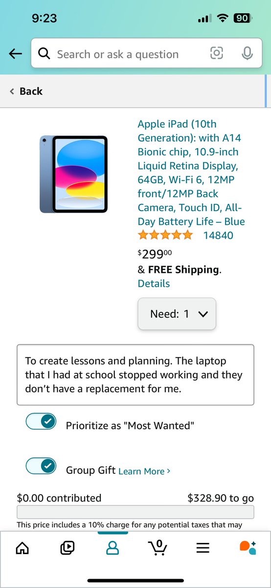 Good Morning! I finally took the courage to add this to a registry. On Thursday, my principal told me they don’t have a computer replacement for me in the school. Can you help me with a repost or a contribution?

amazon.com/wedding/share/…

#clearthelist #BetterTogether <a href="/amazon/">Amazon</a>