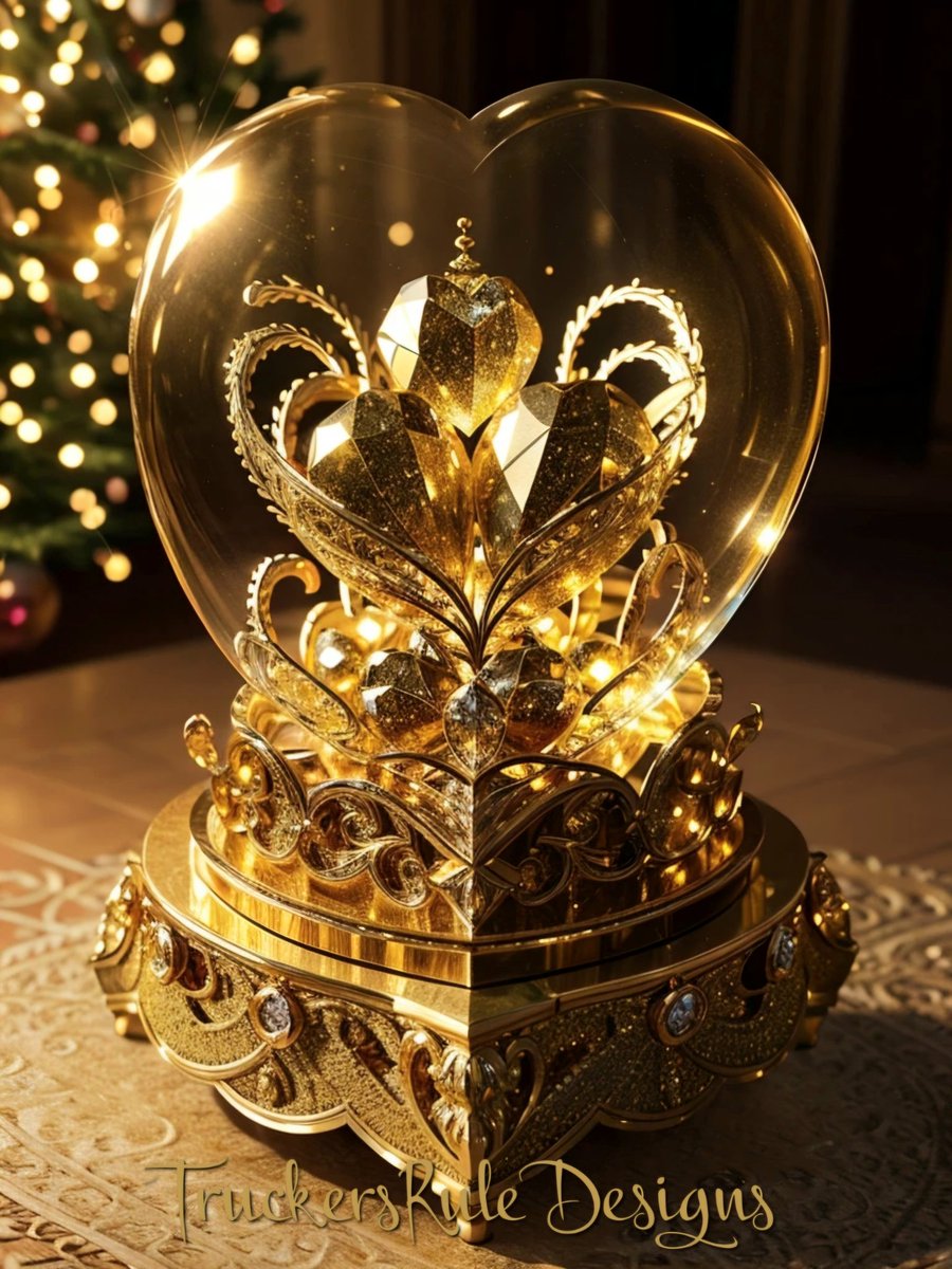 TruckersRule's tweet photo. Heart of gold? It's more like bling in full swing! πβ¨ #GoldenGlam #AIart #aiart #digitalart #artistsontwitter #art #ArtistsOfTwitter #digitalarts #aiartist #AI #aidesign #HeartOfGold #SparkleGoals #HolidayBling ππ https://t.co/VXN2Pnd5cx