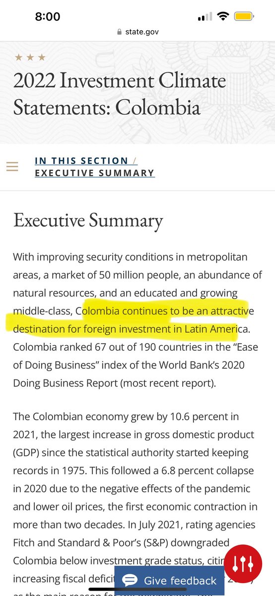 jrestrp's tweet photo. Muy preocupante !! Que por primera vez desde 2016, el @StateDept de USA 🇺🇸 no considere a Colombia 🇨🇴 como un destino atractivo para la inversión extranjera. No solo es un documento relevante para inversionistas sino además sus preocupaciones son sustantivas. ESTO ES UN RETROCESO que explica en parte el deterioro en los datos de inversión extranjera directa. URGE ACTUAR Y CORREGIR!! 

https://t.co/7l0RUk2XkL

Preocupan algunas expresiones: 

1. Exceso de Rotación y pérdida de experiencia técnica en la gestión pública, que entre otras explican el mal estado de la ejecución 

2. Ausencia de liderazgo en la regulación como por ejemplo pasa con el tema de la CREG o INVIMA, con lentitud en la toma de decisiones 

3. Un muy bajo nivel de crecimiento económico y una última reforma tributaria que elevó los costos de capital con un peor ambiente para hacer negocios. 

4. Dudas sobre la implementación de un conjunto de reformas (salud, trabajo y pensiones) que generan más incertidumbre. 

5. Intensificación de violencia y pérdida de integridad y crecimiento del narocrimen 

6. Existe un acceso a la inversión mucho más limitado en ministerios y entidades del estado, que se asemeja a la preocupación de incapacidad para construir diálogo con el sector privado