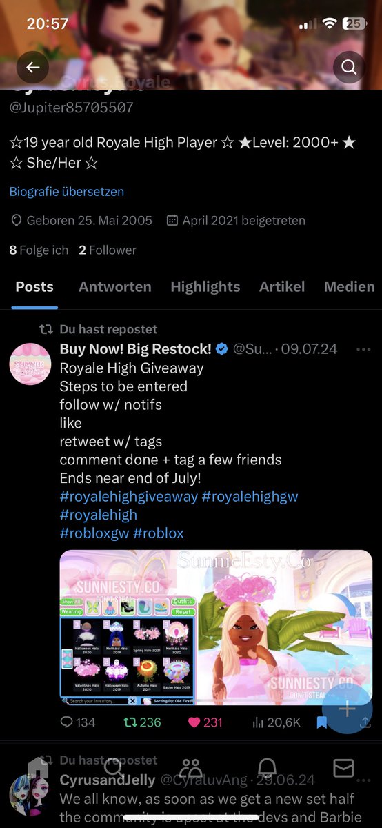 Jupiter85705507's tweet photo. @SunnieEtsyCo Did it! 
Good luck to everyone who joined the giveaway 😍
My user is This_LarsXxx
@CyraluvAng @Sleepygirlly @Neutr3on https://t.co/JwT4FBReKb